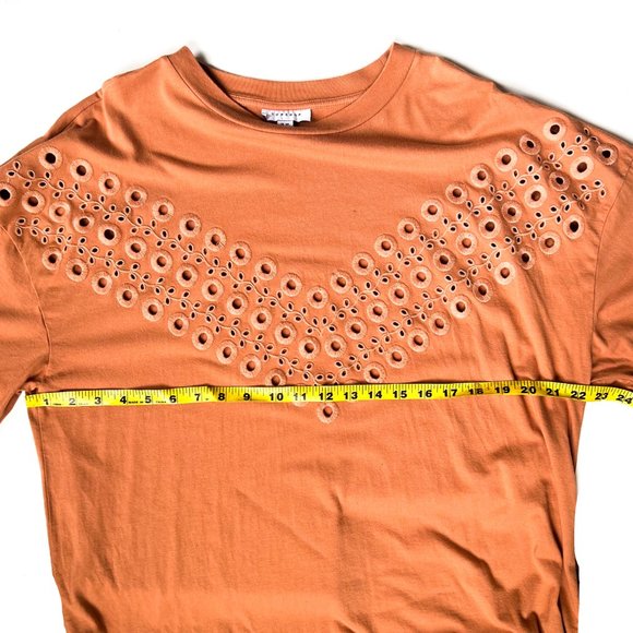 Topshop oversized broderie t-shirt dress / tunic top in rust color - Picture 7 of 9